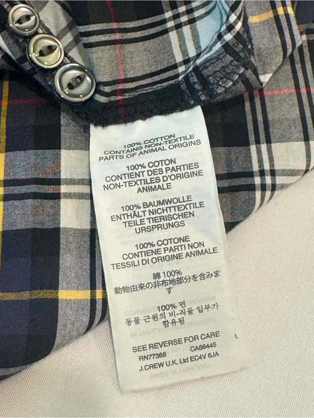 J. Crew Women Navy, White and Red Plaid Button-Down Shirt Cotton Size S